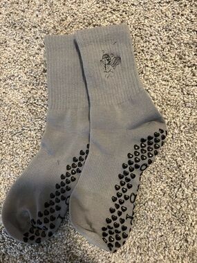 Gray Women’s Grip Pilates Socks with Angel Motif